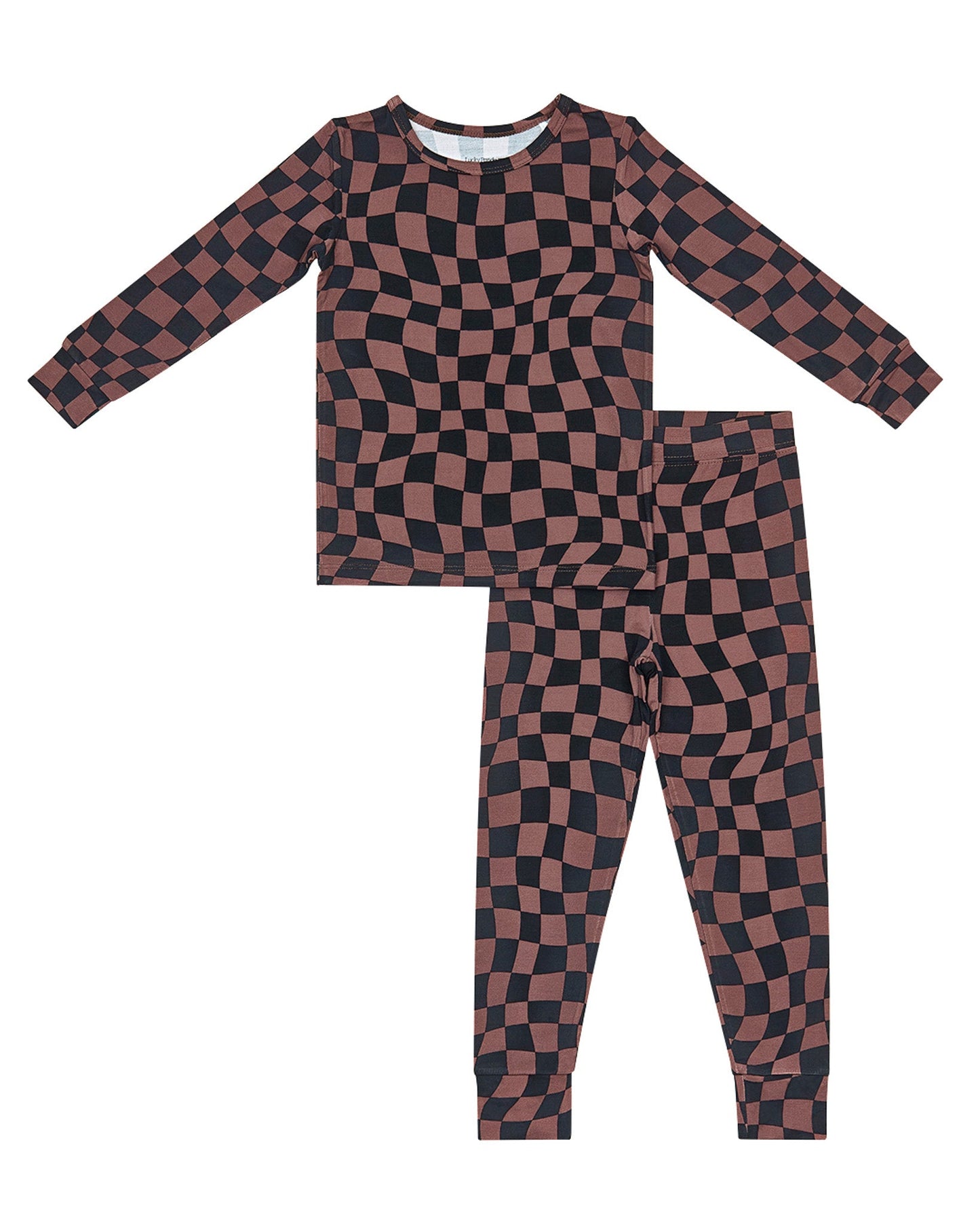 Bamboo Two Piece Set | Chocolate Wavy Checkered