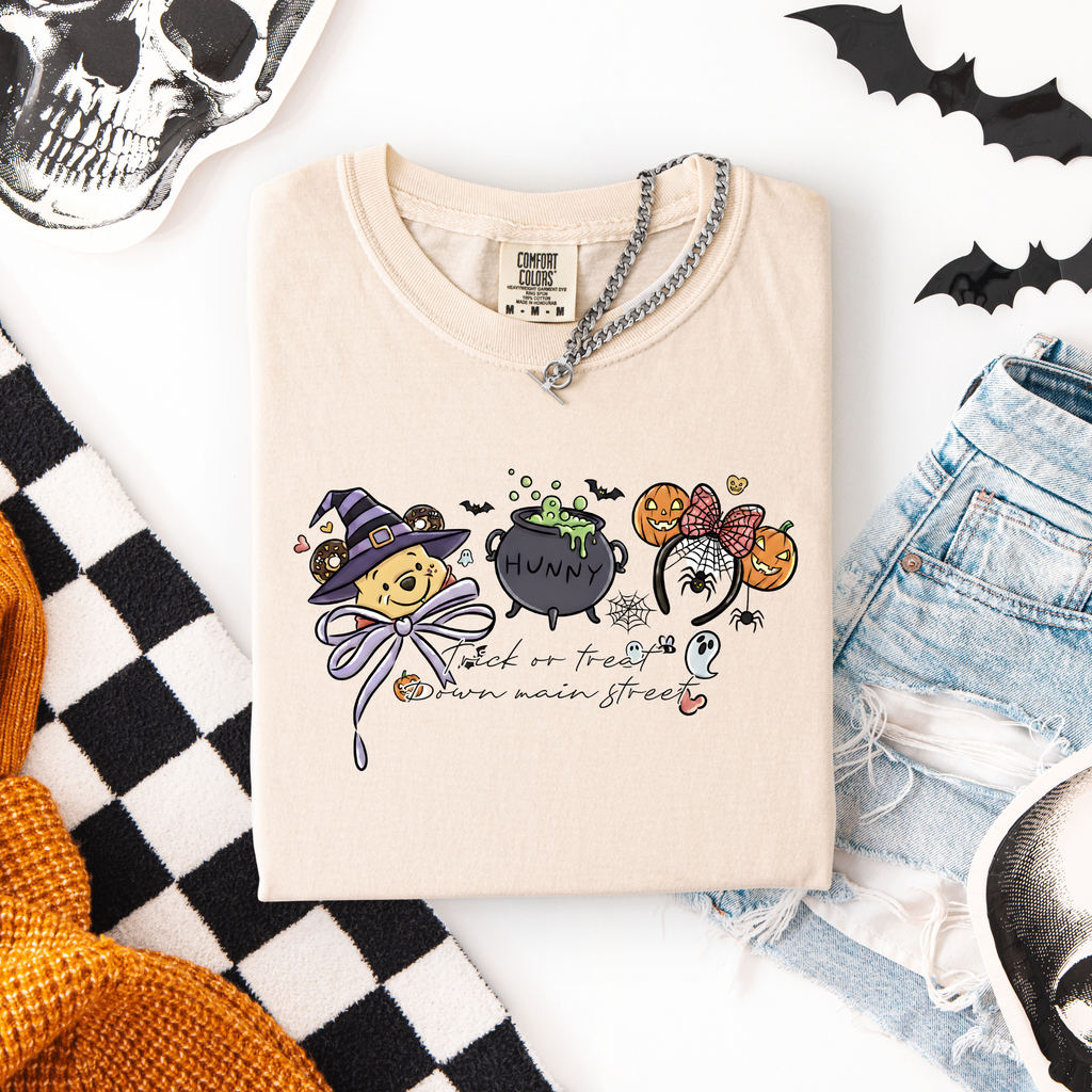 TRICK OR TREAT DOWN MAIN STREET (SHIRT + SWEATER OPTION)