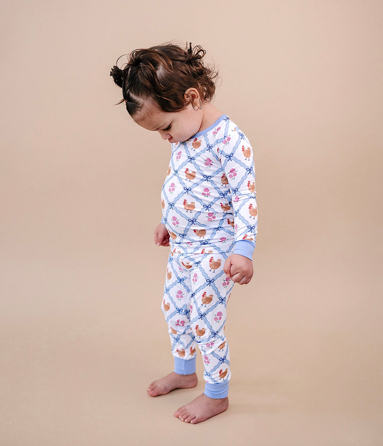 Bamboo Two Piece Set | Chickens & Flowers