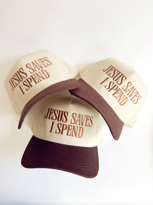 JESUS SAVES I SPEND HAT