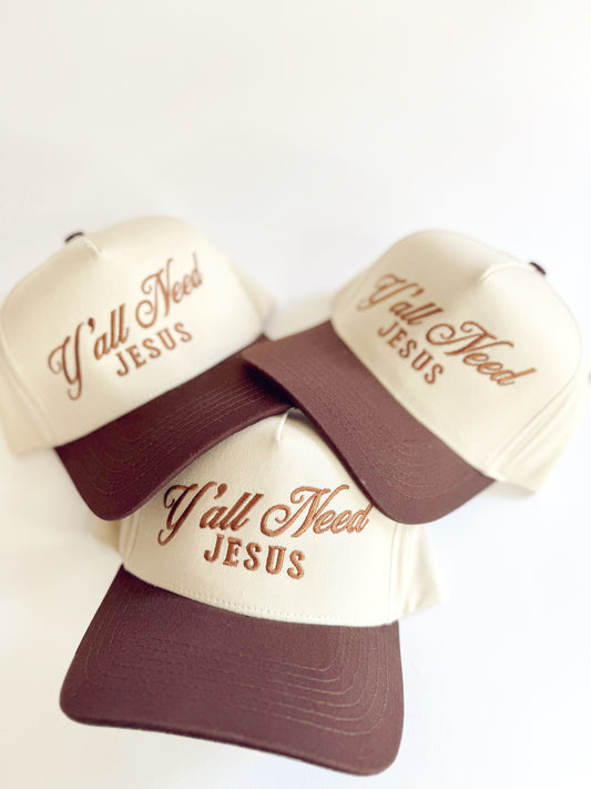 Y'ALL NEED JESUS HAT (BROWN)