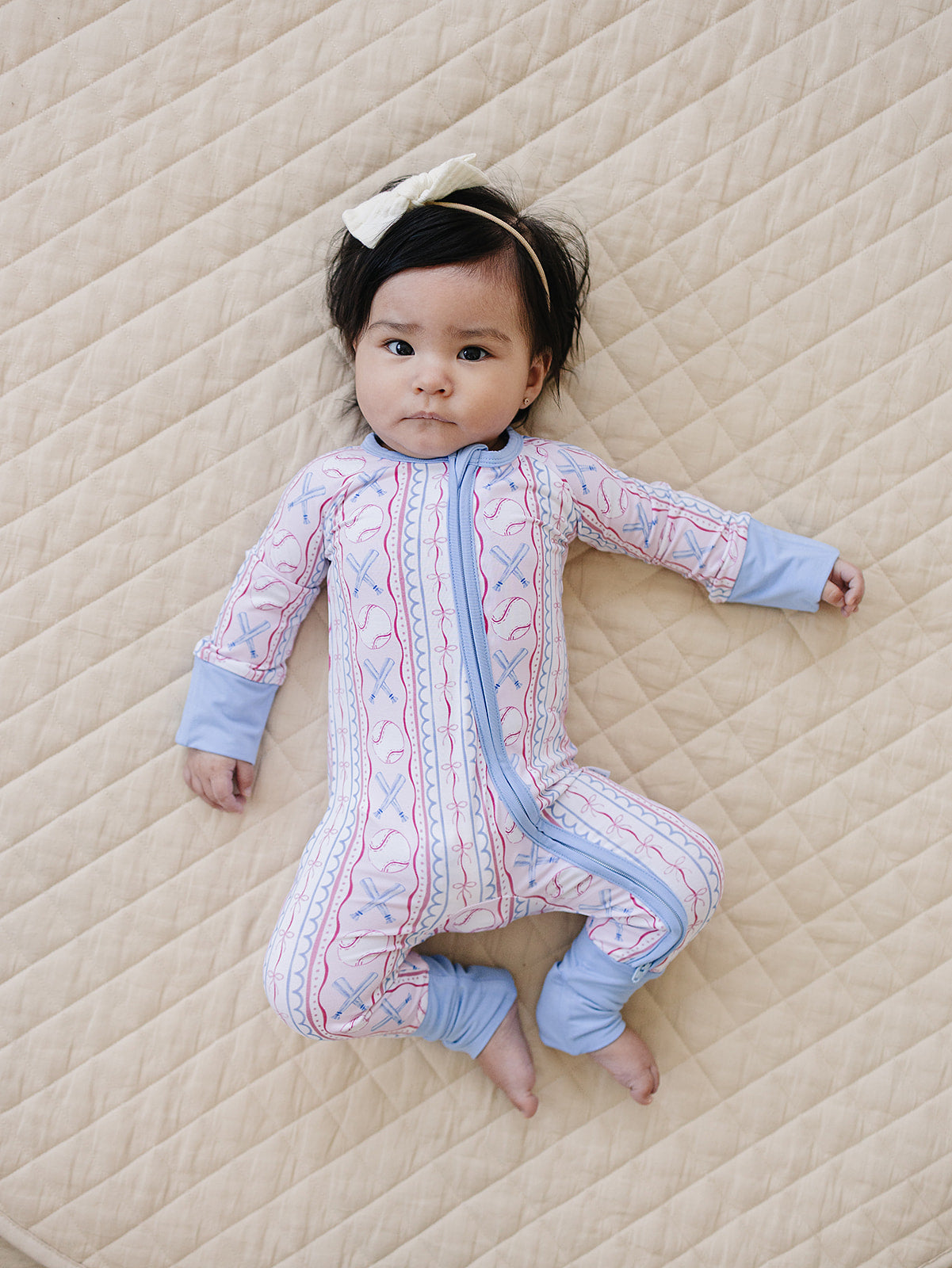 Bamboo Zip Romper | Baseball Girl