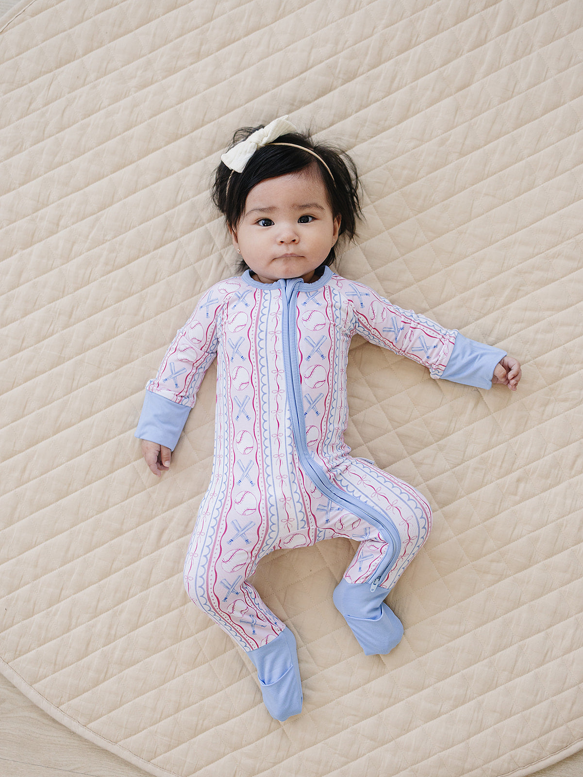 Bamboo Zip Romper | Baseball Girl