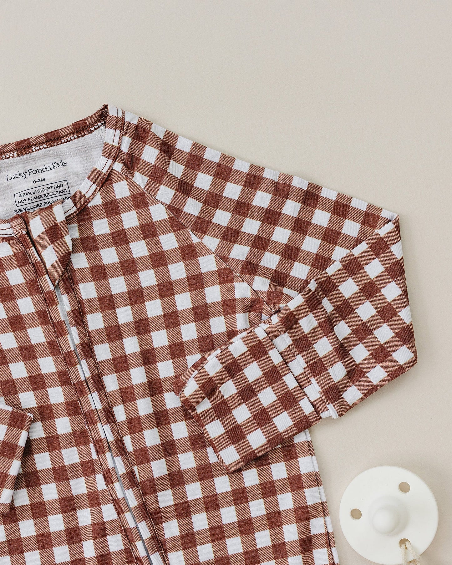 Bamboo Zip Romper | Chocolate Gingham