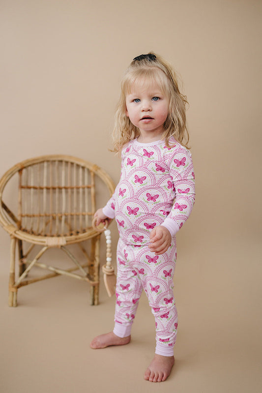 Bamboo Two Piece Set | Pink Butterfly