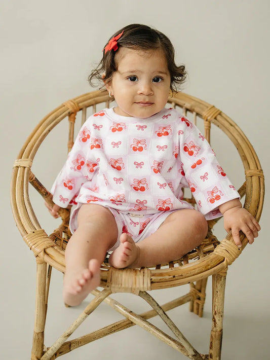 Baby & Kids' Cotton Shorts Set |Checkered Cherry